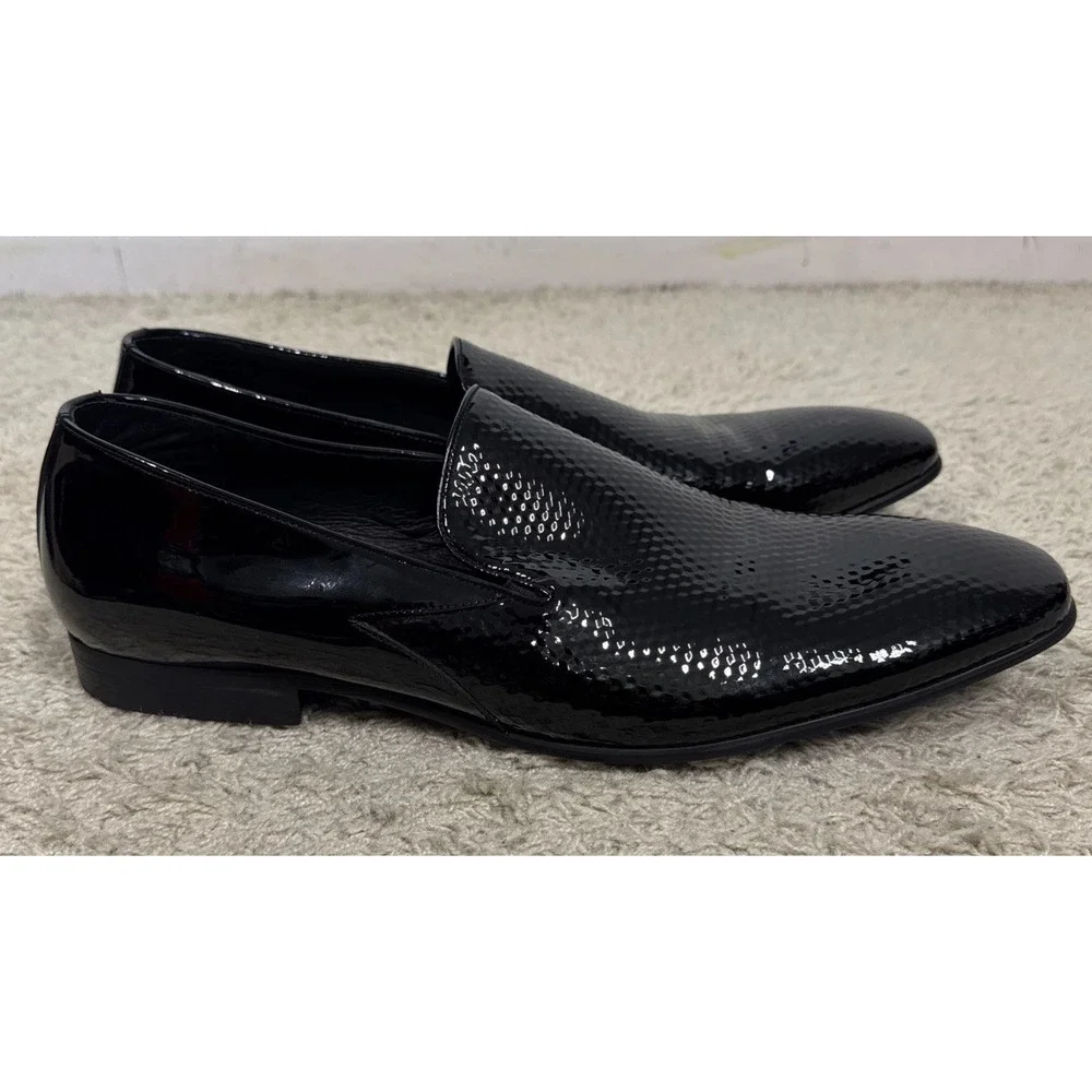 Moretti Gold Label Black Embossed Patent Leather Dress Shoes Mens 15 Formal Wear